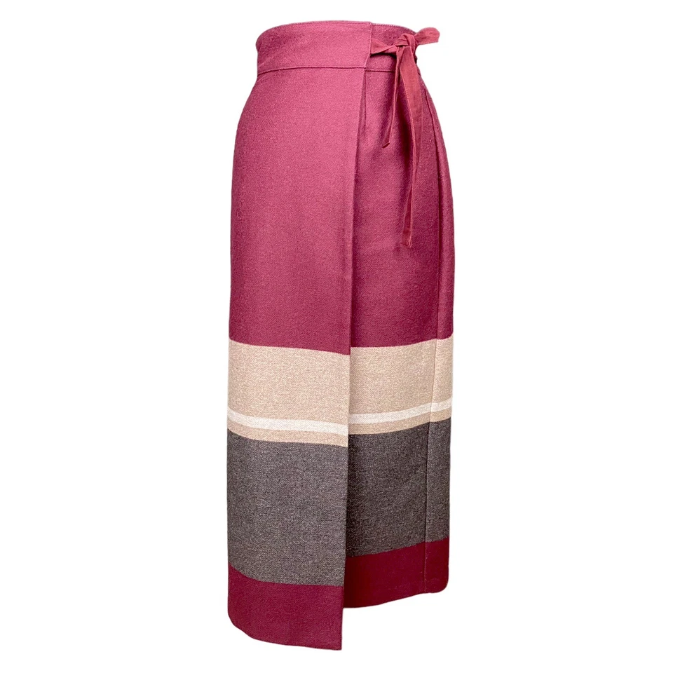 Falda larga envolvente de lana BLUE FAMILY United Colors of Benetton otoño invierno Borgoña Foto 2 de 4