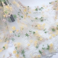 Lace Floral Embroidery Fabric Sheer Tulle Voile Mesh for Dress Curtain DIY Craft