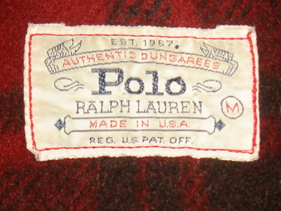 VTG POLO DUNGEREE RALPH LAUREN DENIM W/RED WOOL PLAID LINING FIELD JACKET SZ. M - Image 4 of 4