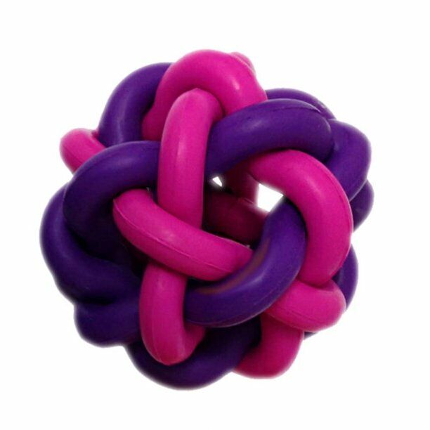 Multipet Nobbly Wobbly Interwoven Floating Ball Rubber Dog Fetch Toy, 4" 
