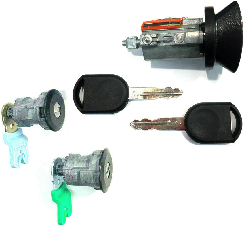 Ford Ignition Switch Lock Cylinder + Pair (2) Door Lock Cylinder W/2