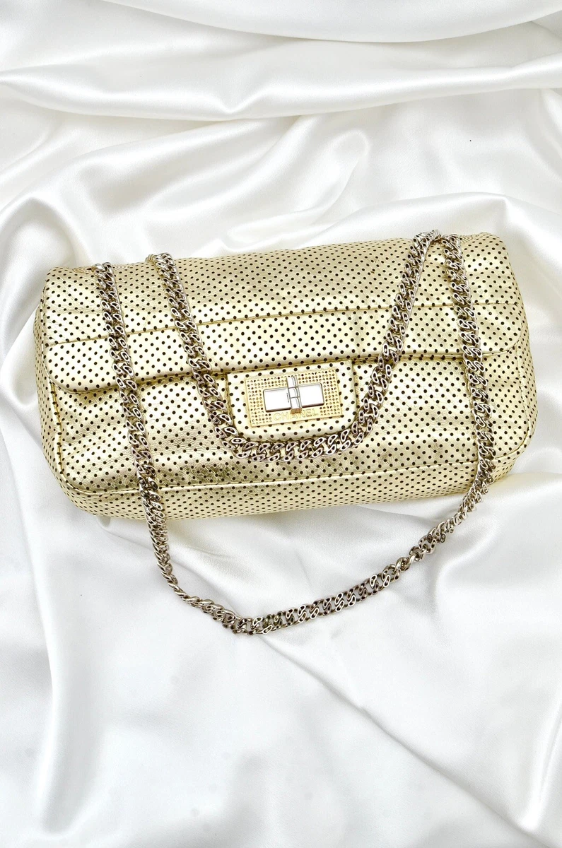 CHANEL Flap Bag Reissue 2.55 Drill Perforated GOLD Baguette Style