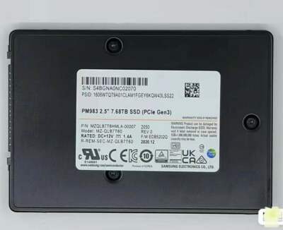 7.68TB Samsung SSD PM983 U2 2.5''MZQLB7T6HMLA-00007 MZ-QLB7T60 EDB5202 PCIe Gen3