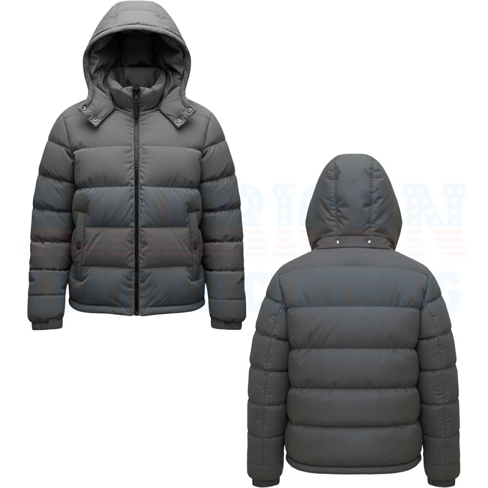 Handmade Unisex Navy Blue Quilted Puffer Jacket Hooded Warm Winter Coat
