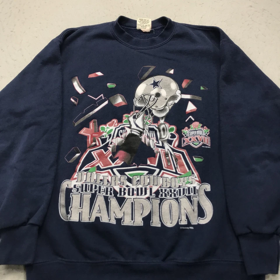 Sudadera DE COLECCIÓN Dallas Cowboys Para Hombres Grande Nuez moscada Super Bowl Cuello Redondo NFL Años 90 Foto 2 de 4