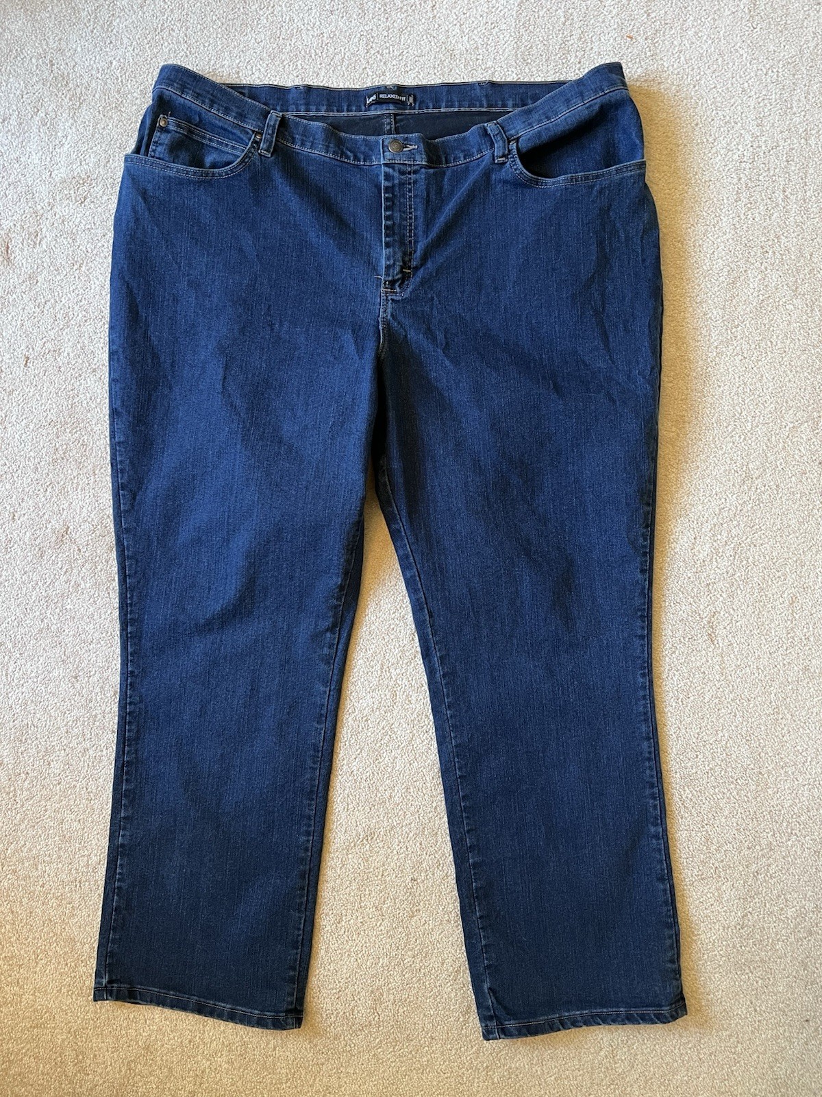 Lee Relaxed Fit Dark Denim Blue Jeans - Size 24W