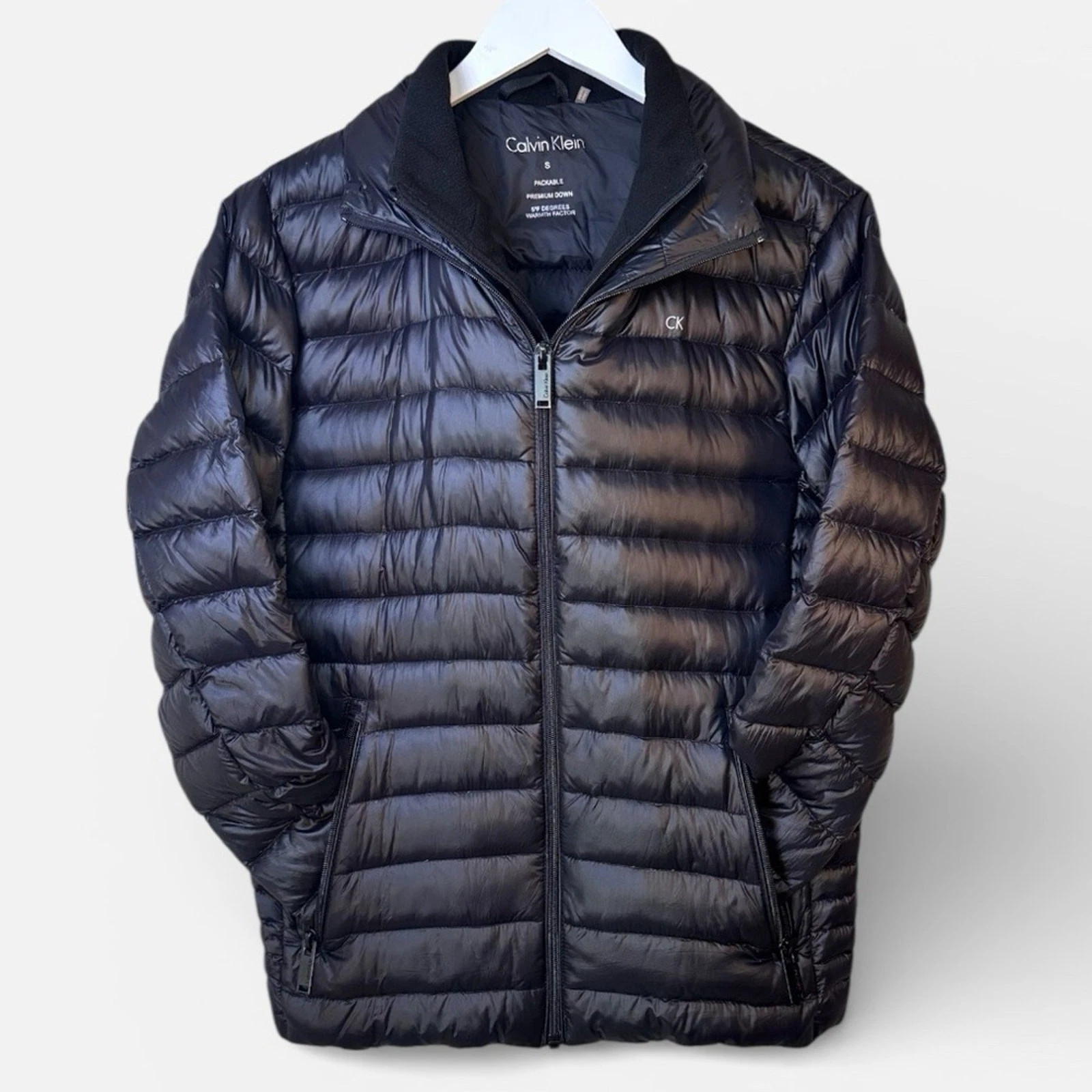 Calvin Klein Mens Lightweight Waterproof Black Packable Down Puffer Jacket Small