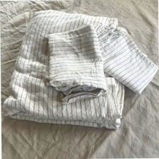 Pure Linen Duvet and Shams Queen Brown Stripe