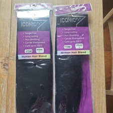 My hair Iconic 12  long Human Hair Blend JET Black