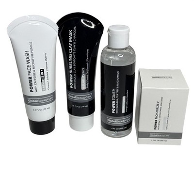 Global Beauty Care Power Skincare 4 Pc Set Cleanser Mask Toner Moisturizer