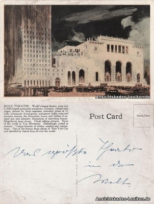 Postcard New York City Roxy Theatre 1930