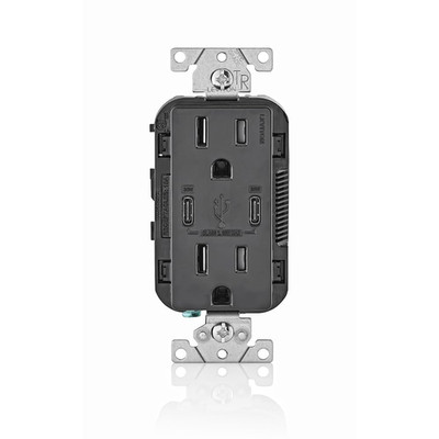 30W (6A) USB Dual Type-C/C Power Delivery In-Wall Charger with 15A Tamper-Resist