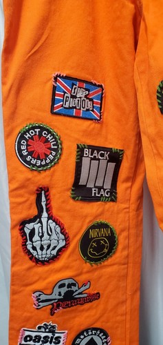 Pantalone da lavoro Dickie's arancione fluo donna 37 toppe musica rock taglia 9/29 unico - Foto 5 di 16
