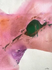 Abstract Mixed Media Ink Watercolor Painting on 9 X 12” Paper Contemporary