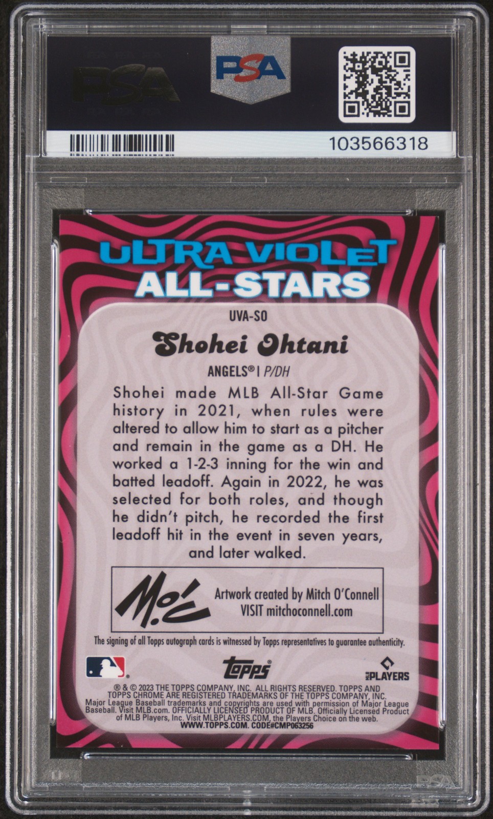 2023 TOPPS CHROME ULTRAVIOLET ALL-STARS AUTO ORANGE SHOHEI OHTANI 19/25 PSA 10 view 2