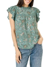DR2 by Daniel Rainn Women's Size Medium Floral Flutter Sleeve Top