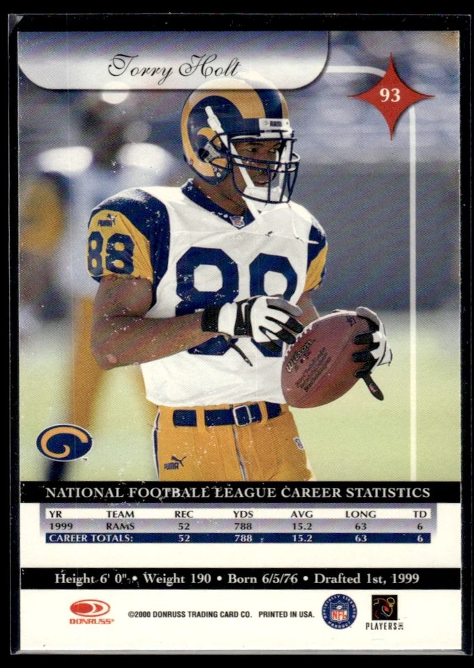 2000 Donruss Elite Torry Holt St. Louis Rams #93 - Image 2 of 2