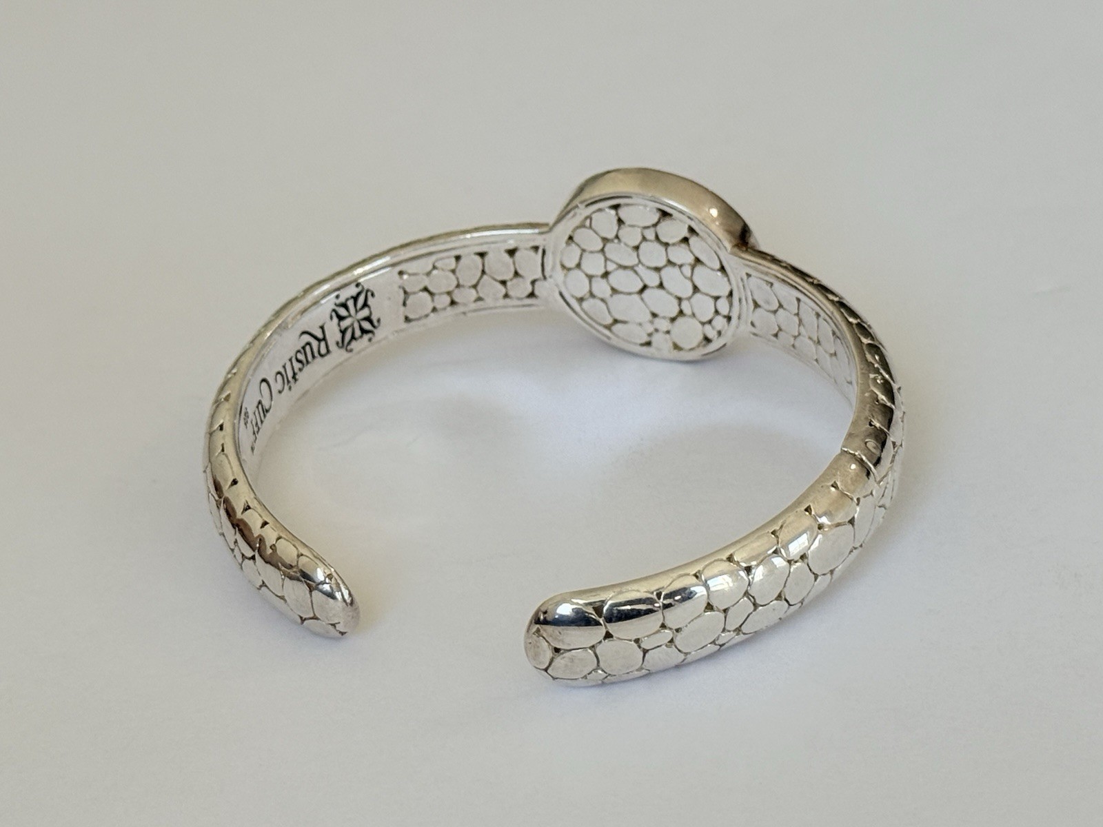 Rustic Cuff Signed 925 Sterling Silver Dot Cobble… - image 12