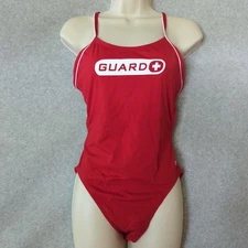 TYR Guard Cutoutfit Swimsuit Size 36 5 One Piece Lifeguard Red White NEW