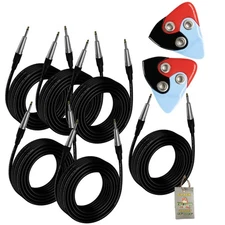 2X BLACK MOUNTAIN Asteroid Guitar Picks With FAT TOAD Instrument Cables 6 PACK