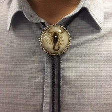 Luminous Real Scorpion Western Cowboy Mens BOLO Tie Slide Clip Wedding Necklace