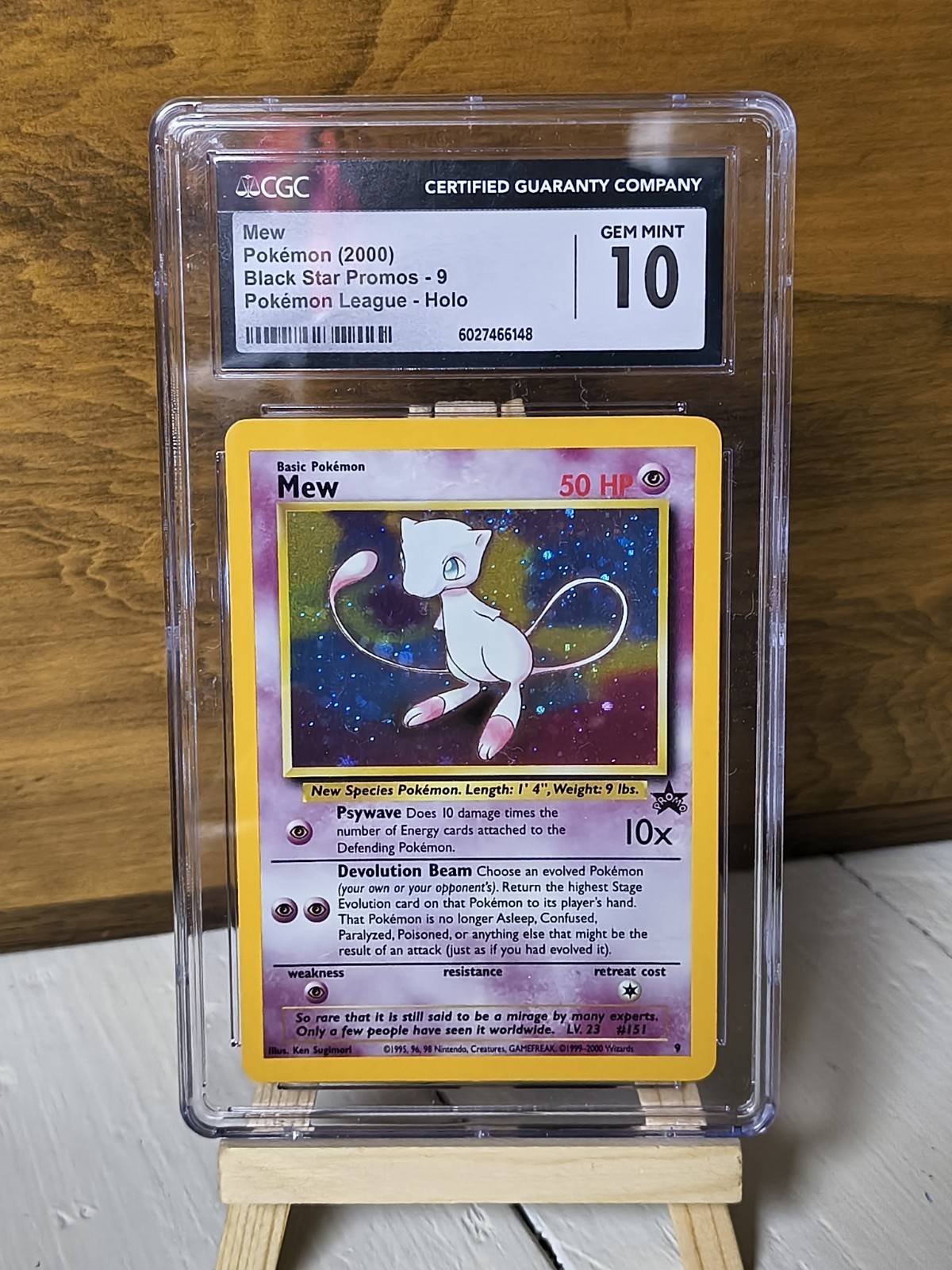 2000 Pokemon Black Star Promo #9 Mew Holo CGC 10 Unique Earring Swirl 🌀