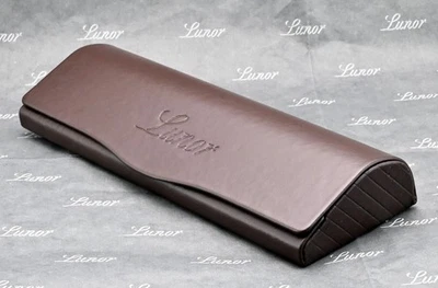 LUNOR Brillen Etui Echt Leder Klapp C Kurz Magnet Edel Fein Braun 145x55x25 Neu - Bild 1 von 4