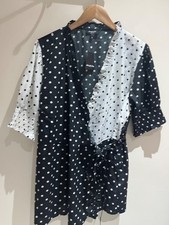 Simply Be Top Size 22 New Polka Dot Wrap Short Sleeve Blouse Party Occasion