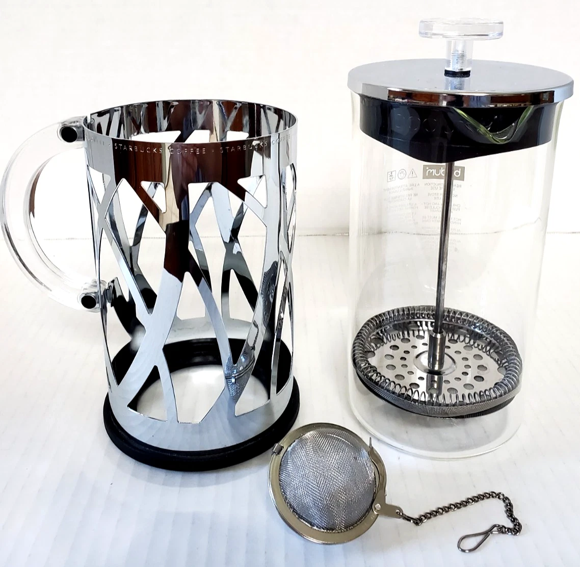 STARBUCKS FRENCH PRESS STAINLESS STEEL BODY BODUM 8 CUP PURA VIDA GLASS CARAFE