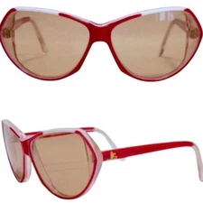 1980’s Jean-Louis Scherrer Paris Red & White Angular Sunglasses, Frame France