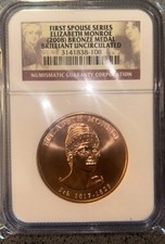 2008 Elizabeth Monroe First Spouse Bronze Medal NGC Slab Brilliant Uncirculated