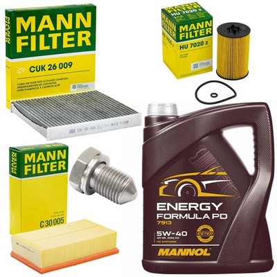 5L Öl Set Inspektion Luft-Innenraum Ölfilter Ölschraube für Seat Leon VW Golf 