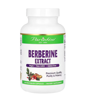 Paradise Herbs, Berberine Extract, Berberinextrakt, 180 pflanzliche Kapseln