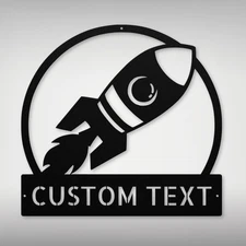 Custom Rocket Metal Sign - Unique Space Decor for Home or Office