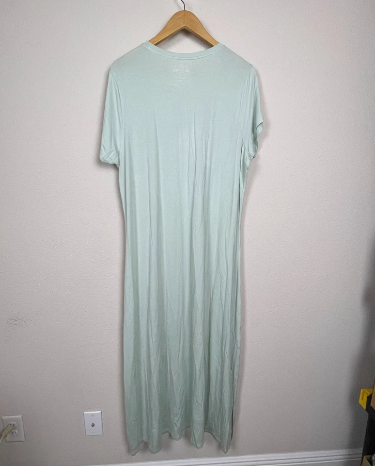 Maxi Vestido Coolibar XXL Verde Moss UPF 50+ Resort Camiseta Vacaciones Foto 4 de 4