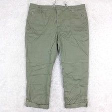 Tommy Hilfiger Womens Pants Crop Cargo Olive Green Roll Tab High Rise Plus 16