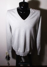 BROOKS BROTHERS Gray Combed Cotton V-Neck Sweater Men's Size L