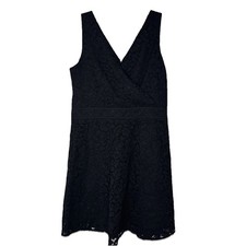 NWT LOFT Black Lace Overlay A-Line Cocktail Dress. Fully Lined. LBD. Size 12