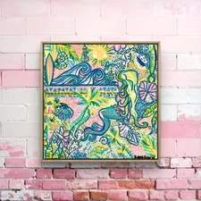 KINGHORN ORIGINAL 12" X 12" ACRYLIC NEON MERMAID SEASCAPE