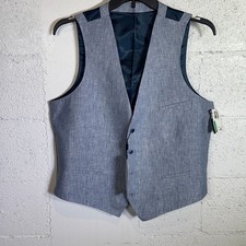 Bar III Men's Slim-Fit White 100 Linen Suit Vest blue L 115