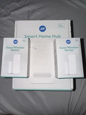 ADT Self Setup Smart Home Hub White With 2 New Motion Door Window Sensor Alarm
