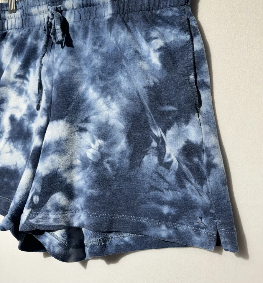Pantalones Cortos Danskin Mujer Azul Sudaderas Algodón Tie Dye Cordón Damas Talla M Foto 2 de 4