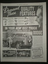 1937 Men With New Dodge Truck 1 12 Ton Stake Pickup 1 Ton Panel Print Ad