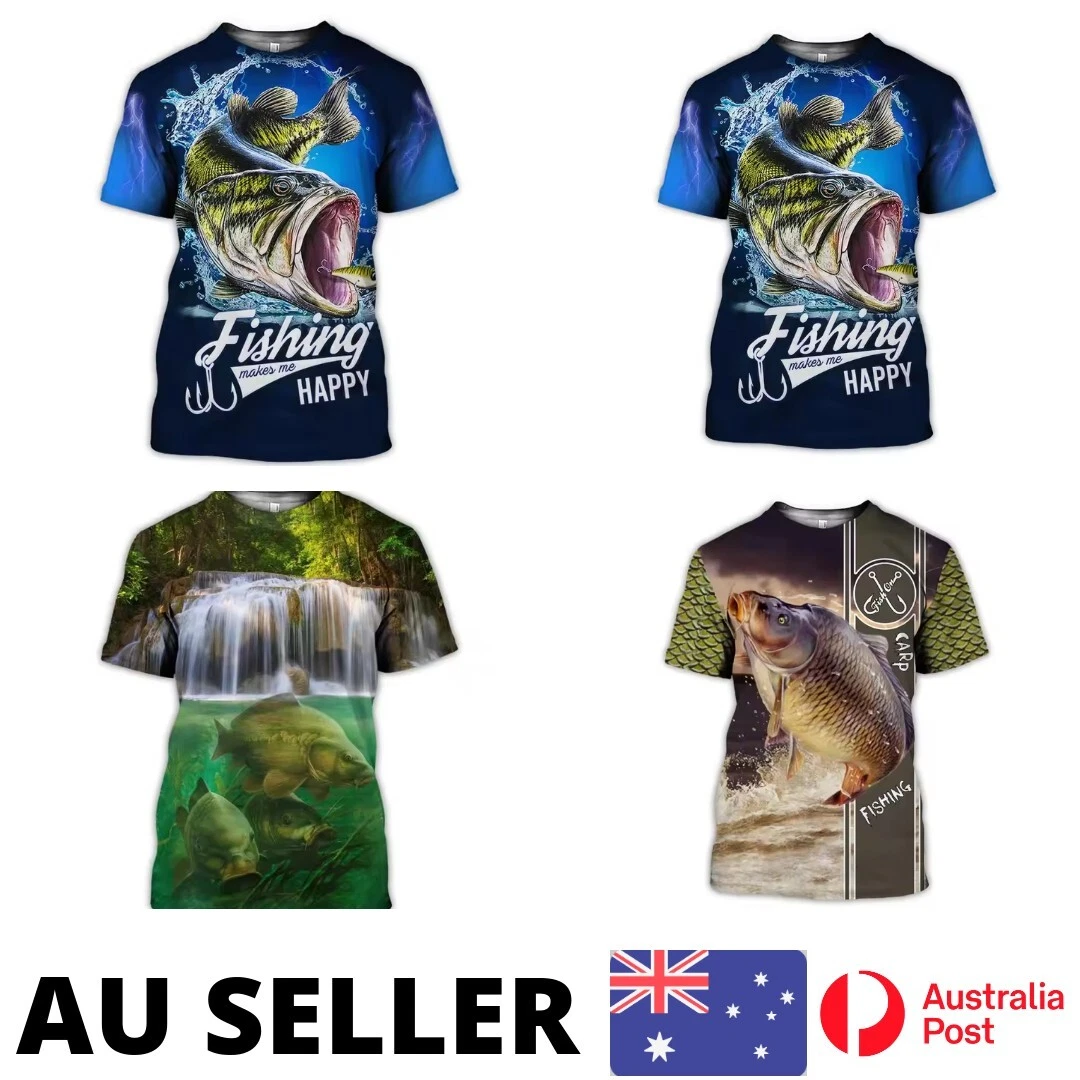 Fishing Shirt Animal Love Fishing Bass Walleye - AU Stock