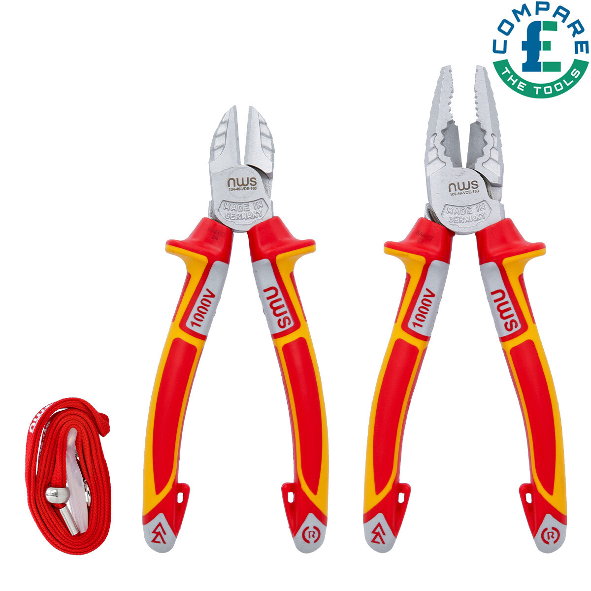 NWS NW860-3K VDE Sidecutter and Combination Plier Set of 2 Piece