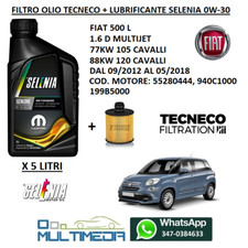 FILTRO OLIO SELENIA FORWARD 0W30 FIAT 500 L 1.6 D MULTIJET 77KW 105 88KW 120 CV