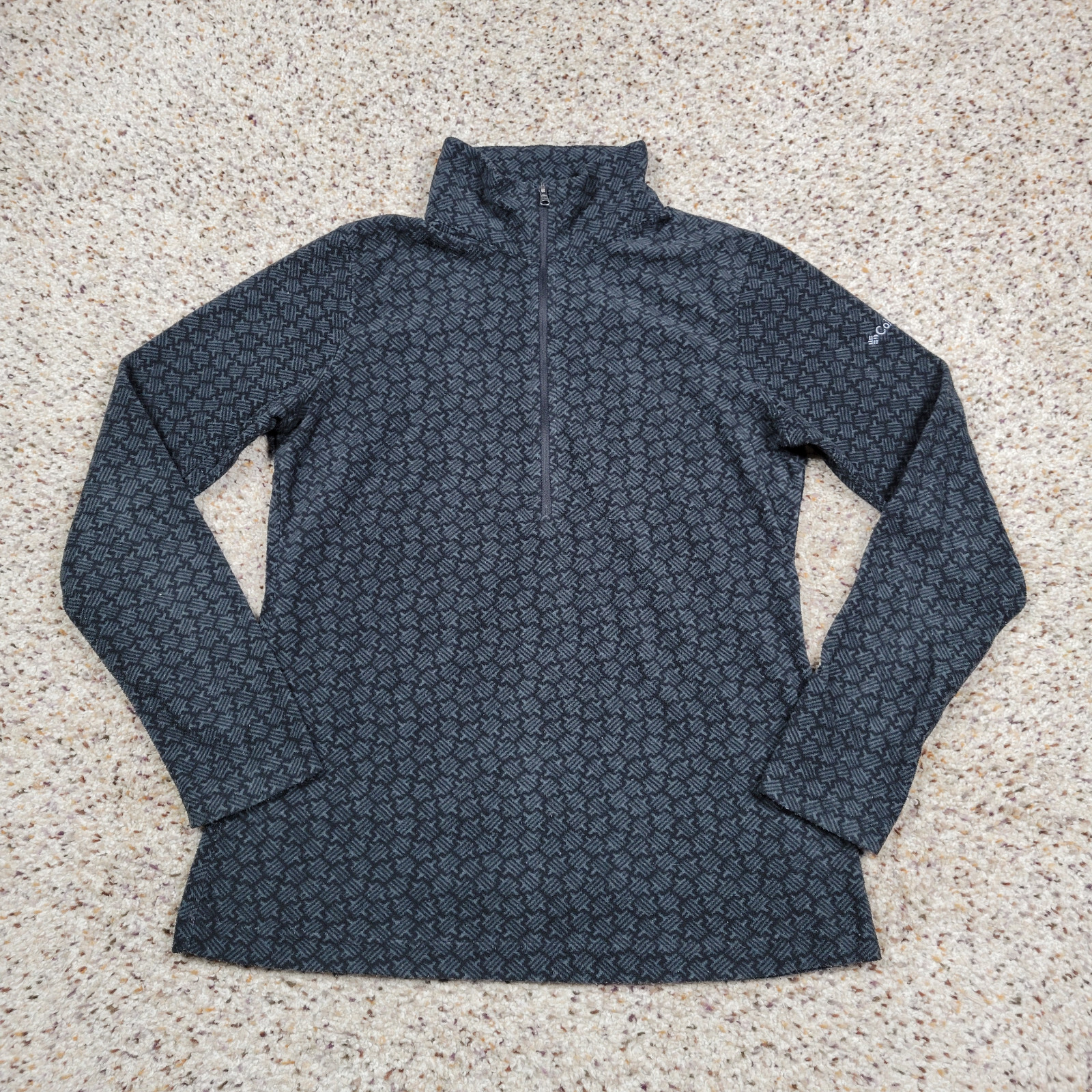 Columbia Shirt Women Medium Gray Black Half Zip Fleece Long Sleeve Lightweight * eBay