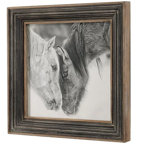 Uttermost Custom MDF Glass Iron and Paper Horses Print in Black and White - Picture 3 of 8