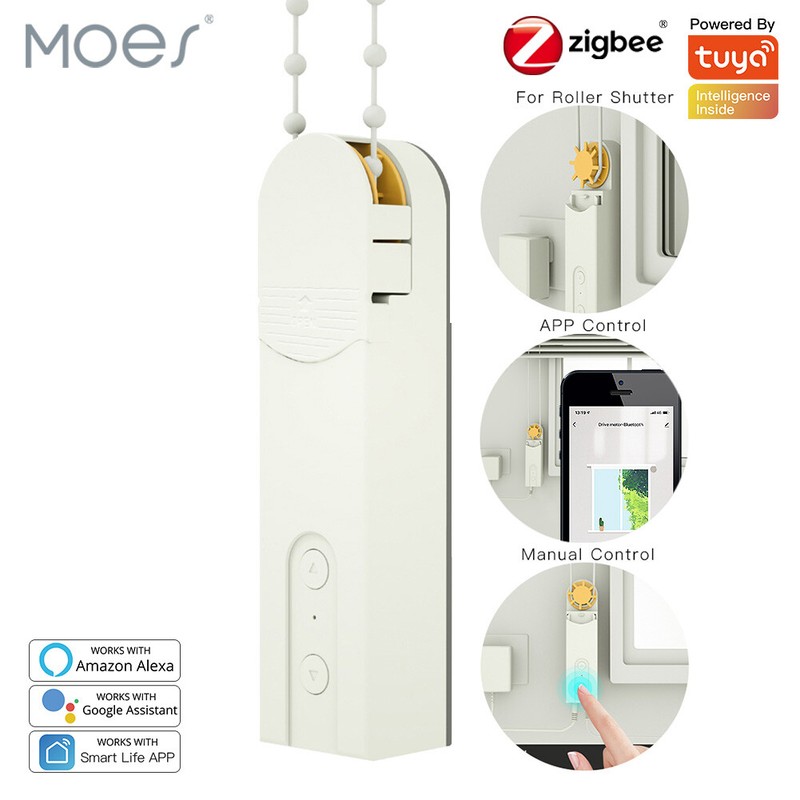 MOES ZigBee Smart Curtain Motor Roller Blinds Shutter Drive DIY With Solar Panel