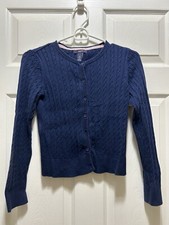 GapKids Girl Cable-knit C rdigan Crew Neck Button Front Dark Blue Medium Sweater